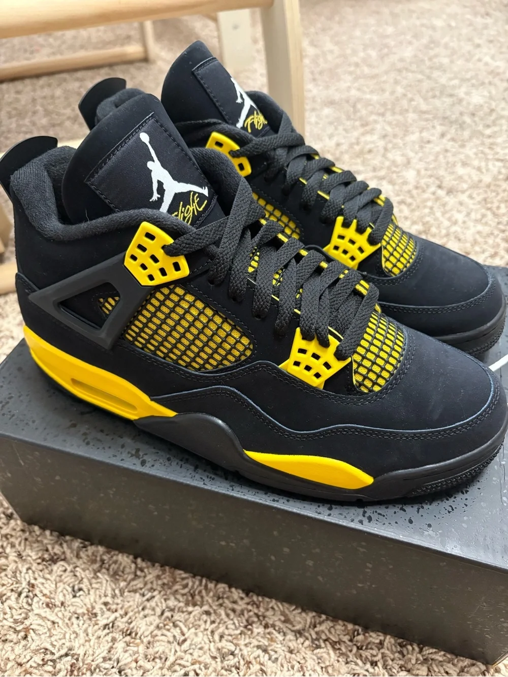 Nike Air Jordan 4 Retro - Black/Yellow Men’s Sneakers- Lightening 4s